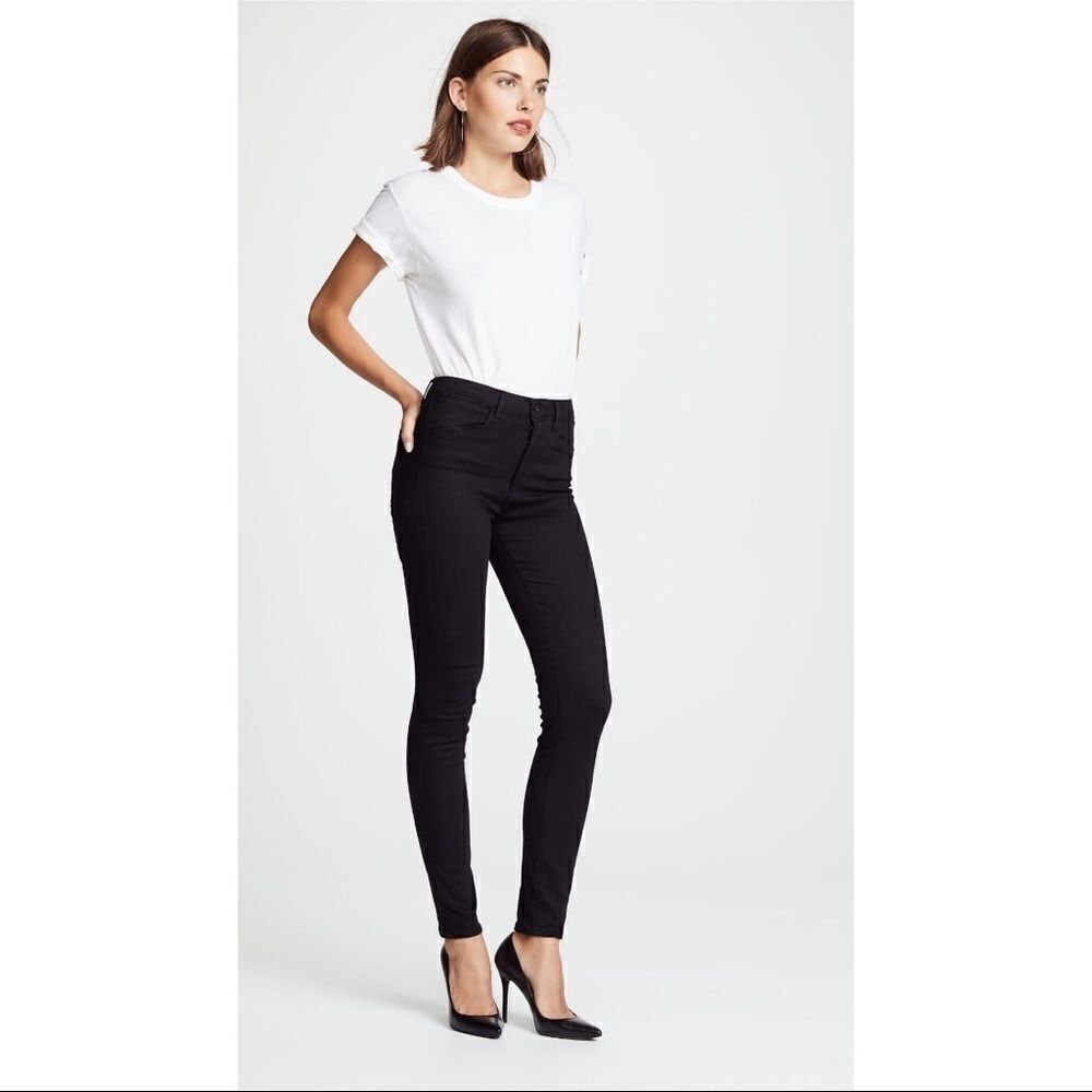 𝅺3X1 Denim Black High Rise Raw Hem Skinny Jeans Size 24
